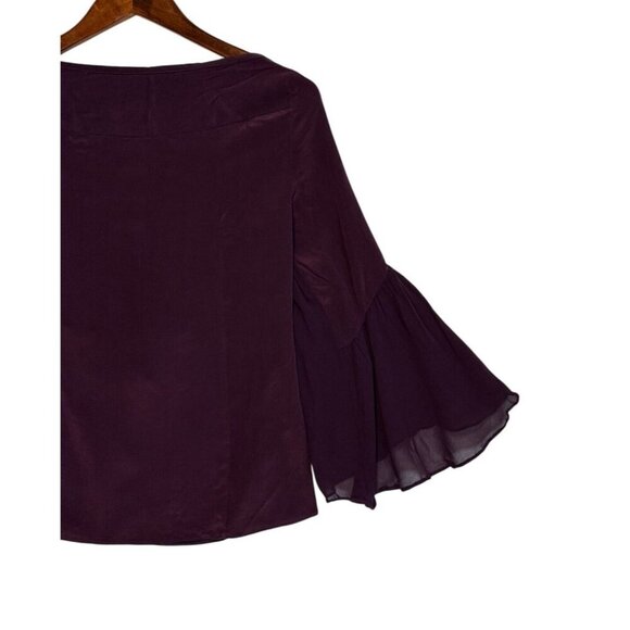 Nanette Lepore Silk Purple Long Bell Sleeve Blouse Whimsy Romantic Size 0 XS - Picture 10 of 16